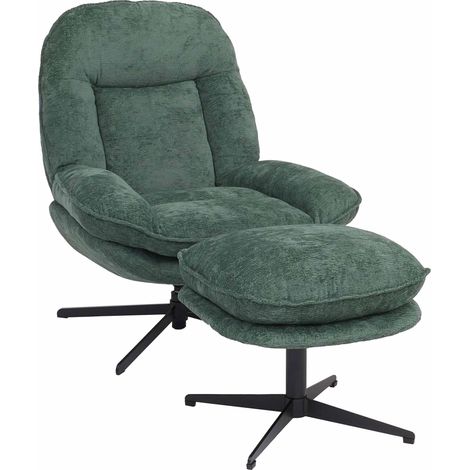 Fauteuil relax avec repose-pieds HWC-P32, fauteuil TV à suspension Nosag, pivotant Métal Tissu/textile Chenille (370 g/m