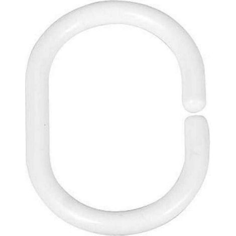 Lot de 24 anneaux de rideau de douche ovales en plastique, 3 x 4,5 cm, blancs (1/4)