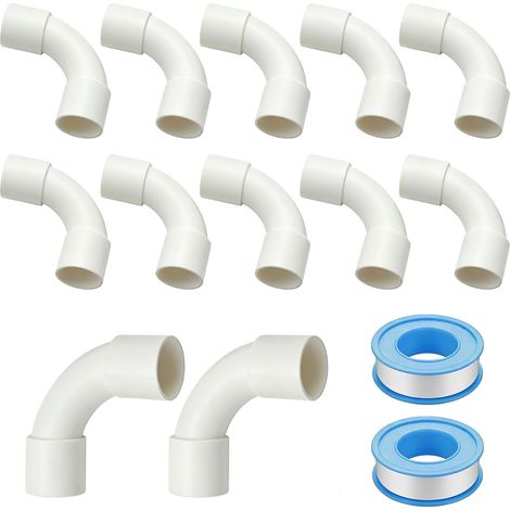 12 Pcs Coudes pour Tube Isolant M25 90° en PVC, avec 2 Bandes en Téflon Tube Électrique Manchonné pour Tringle, Conduit de Câbles, Conduites de Eau (1/5)
