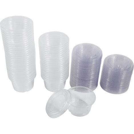 50 Pcs Gobelets Sauce Transparents Jetables 4oz Avec Couvercles Boîtes Aliments Emporter Chaud