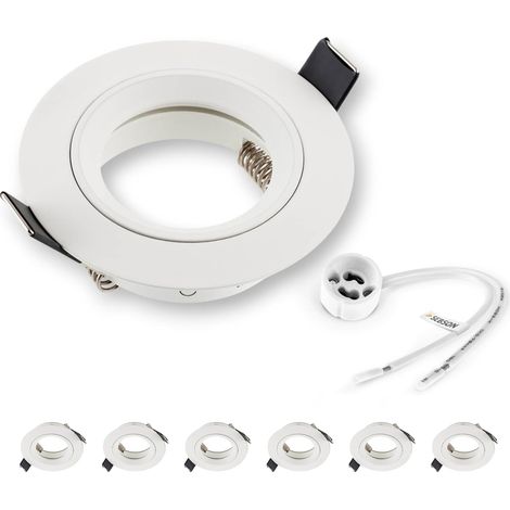 Spot Encastrable GU10 - Lot de 6 - Aluminium Blanc Mat - Éclairage Discret - Salon Cuisine Chambre - Ø80mm (1/5)