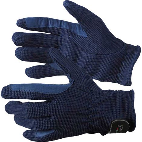 XXS, Nero: Guanti unisex da equitazione in magliarete con rinforzi in pelle e chiusura a strappo (1/2)