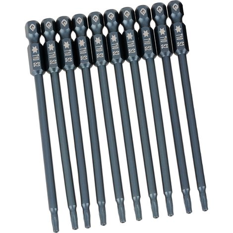 10-teiliges Set mit 100 mm langen, 1/4"-Sechskant-T10-Magnet-Sicherheitsschraubendreherbits mit Sternkopf (1/5)