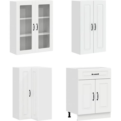 Maison Exclusive - Unità Cucina KALMAR 8 pz Bianco Lucido Legno ingegnerizzato (1/5)