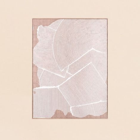Toile abstraite à effet matière relief blanche 60x80cm (1/5)