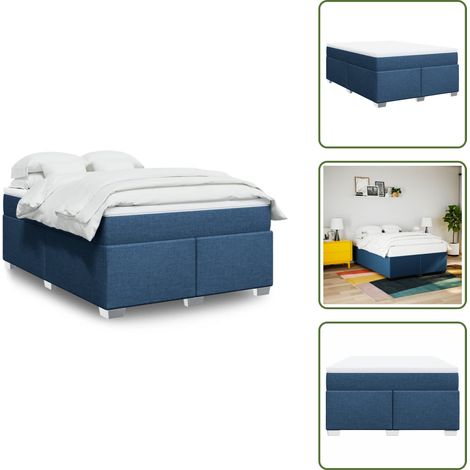 Cama azul - vidaXL Cama box spring con colchón tela azul 160x200 cm - Cama con muelles