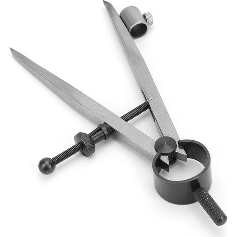Boussole de Dessin Géométrique 100 Mm Scriber de Ligne de Séparation d'aile en Acier au Carbone avec Porte-crayon pour l'artisanat du Cuir et le Travail du Métal (100mm) (1/5)