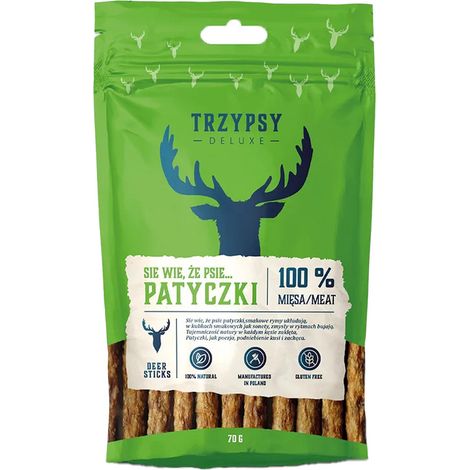 Friandises pour chiens Trzypsy Deluxe Bâtonnets de cerf 70 g