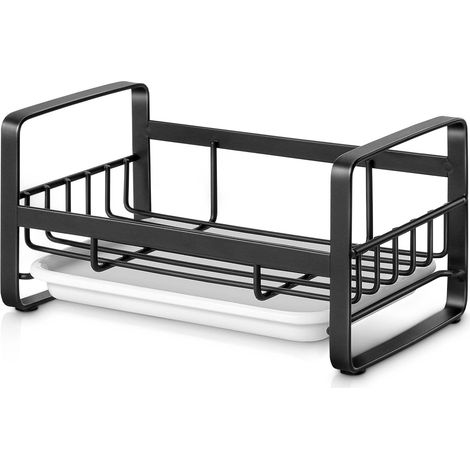 Soporte para esponjas de cocina para fregadero, organizador de encimera de acero inoxidable 304 con bandeja de drenaje extraíble. (1/5)