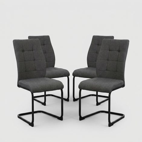 Set de 4 sillas de comedor acolchadas diseño moderno Altheon - Antracita (1/5)