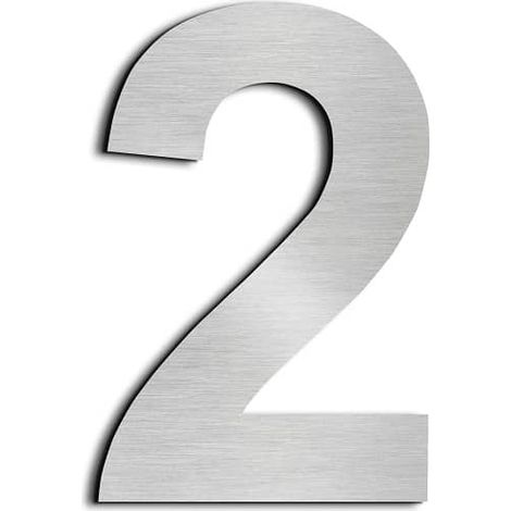 Numero 2 adhesivo en acero inoxidable 7.5 cm Gris (1/2)