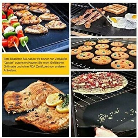 Set de 5 Tapis de Cuisson Tapis BBQ Barbecue Plaque Feuille de Cuisson Four 40 33cm pour Barbecue gaz Charbon électrique 100% Anti-adhérent