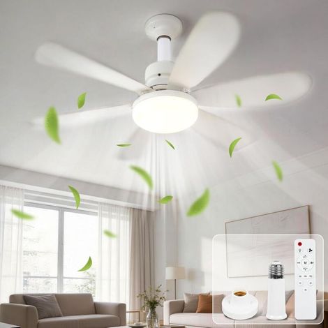 Ulikey Ventilateur de Plafond avec Lumière, 40W Ventilateur avec Telecommande et Lumière, Silencieux, 3 Vitesses et, 6 Pales, Douille E27, Lampe Ventilateur Plafonnier pour Salon y Chambre (52CM) (1/5)