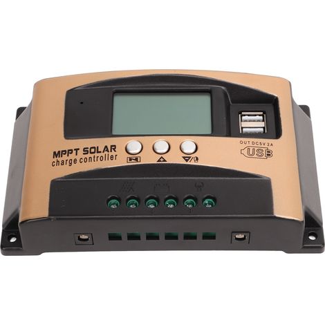 Régulateur de charge solaire MPPT avec écran LCD, paramètres réglables, couleur or, 60 A (1/5)