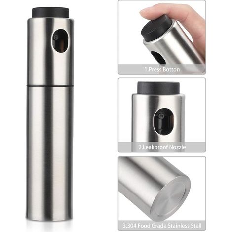 Vaporisateur d'huile d'olive pour la cuisson, flacon pulvérisateur en acier inoxydable pour huile et vinaigre, idéal pour les barbecues, les salades, la cuisine et la pâtisserie. (1/5)