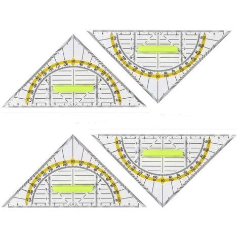 Équerre 4 pièces avec poignée de 16 cm, gabarit géométrique flexible, règle triangulaire, équerre pour l'école primaire, pour une utilisation au bureau de l'école (1/5)