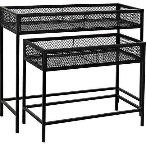 Macetero Set 2 Metal 70X25X60,5 55X25X45 Negro (1/3)