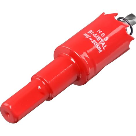 Scie Cloche Bi-métal 20 mm, M42 HSS Bimétallique Scie Trèpan avec Foret de Centrage pour Robuste Perceuse à Percer pour Fer, Aluminium, Bois, Cloison Sèche, Tuyau, Panneau de Fibres de Bois/Rouge (1/5)