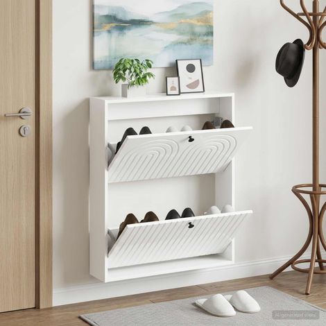 vidaXL Wall-Mounted Shoe Cabinet ALKMAAR 71 x 17 x 86 cm (1/5)