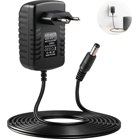 Alimentation 24V 1A 24 W Adaptateur pour Bandes LED, Routeur, Caméra CCTV Secteur DC 5.5 × 2.5 mm Chargeur Universel pour Hub USB, Écran, Interrupteur, WiFi, Transformateur AC 100–240 V à DC 24 V,1m (1/5)