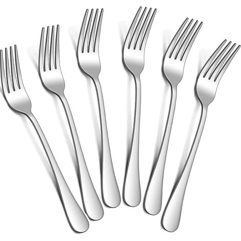 Due forchette da tavola in acciaio inox (20,6 cm) – per uso alimentare, lucidate a specchio, lavabili in lavastoviglie. (1/5)