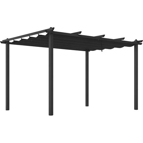 3 x 4m Aluminium Pergola, with Retractable Roof - Dark Grey (1/5)