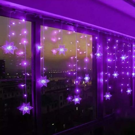 Rideau lumineux flocon de neige, guirlande lumineuse de 3,5 m, 96 LED, 8 modes d'éclairage, décoration de fenêtre. (1/5)