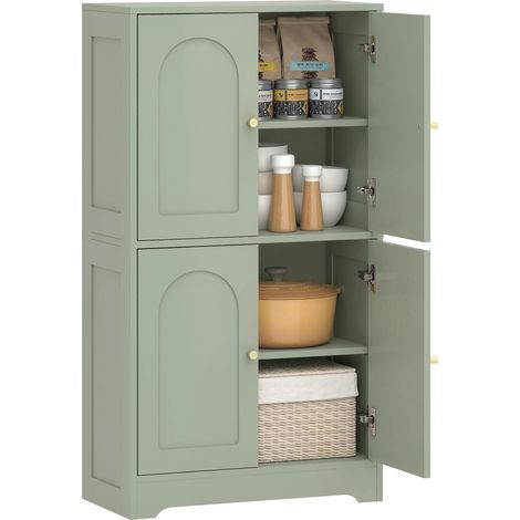 HOMCOM 110cm Kitchen Cupboard with 4 Arched Doors and 2 Adjustable Shelves