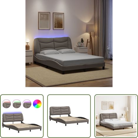 LED-Leuchten - Bettgestell mit LED ohne Matratze "Hvar" Taupe 120x200 cm Stoff (1/5)