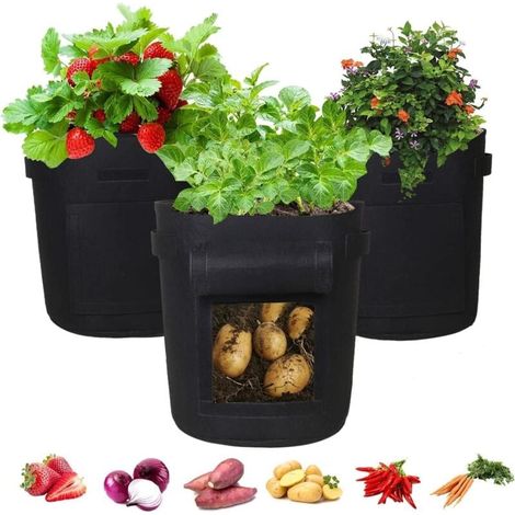 Sac de Plantation de Pommes de Terre - 3 Sacs à Plantes Grand 40L - Perméables - Lavables et Pliables (1/4)