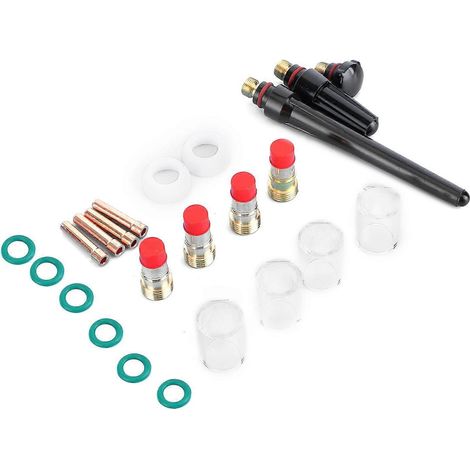 23-teiliges Set hitzebeständiger Glasbecher-Spannzangen-Gaslinsen-Schweißzusatz für WIG WP-17/18/26