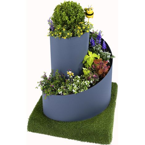 Kräuterspirale Pflanzspirale Gewürzspirale Grau, Kräuterschnecke, Beet, Kräutergarten, Kräuterturm, Gartendekoration, Blumentreppe, Hochbeet -80cm x Ø80 cm