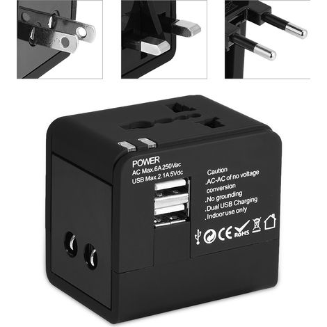 Universeller Reiseadapter mit 2 USB-Anschlüssen und Schnellladefunktion (1/5)