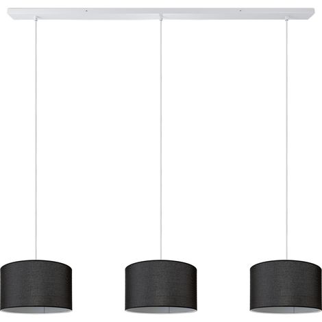 Paco Home Pendellampe Wohnzimmer Deckenleuchte Stoff Lampenschirm Modern Einfarbig Rund Schwarz (Ø28cm), Pendelleuchte-Weiß - Typ 2