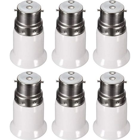 Douille Adaptateur B22 vers E27 pour Ampoule LED, AC 230V, Adaptateurs de Conversion pour Passer de B22 à E27, Douille Baïonnette à Visser, lot de 6 - RWAdaptateur de culot d'ampoule