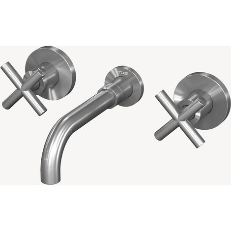 Robinet mélangeur lavabo mural Nickel brossé - Corbeau