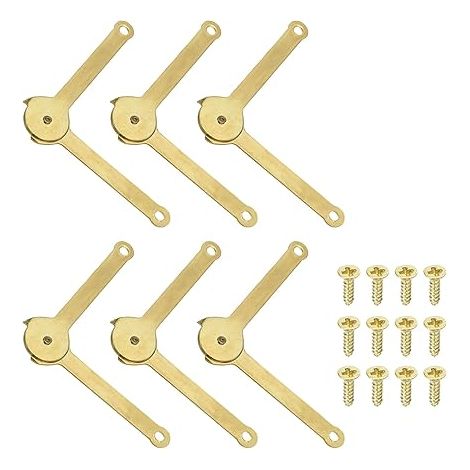Charnière de Soutien de Couvercle 68 x 8mm, 6 Pcs Charnière de Support de Couvercle en Métal, Rotative à 180 Degrés pour Armoire, Boîte à Bijoux, Décoration de Valise, Doré (1/5)