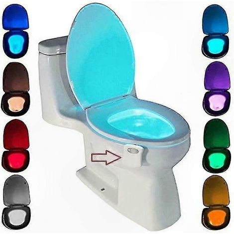 Veilleuse WC LED à détecteur de mouvement, éclairage salle de bain 8 teintes changeantes (activation nocturne) (1/5)
