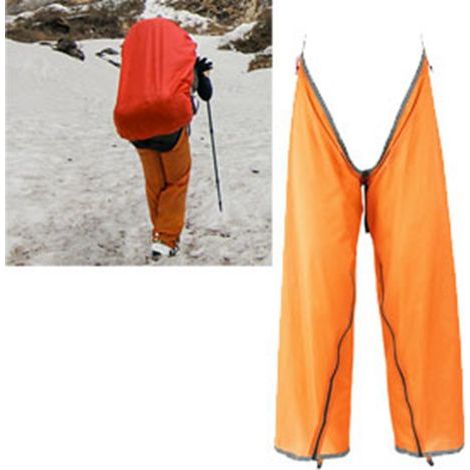 Pantalon imperméable respirant pour randonnée, léger avec fermetures latérales, idéal activités de plein air en orange. (1/5)