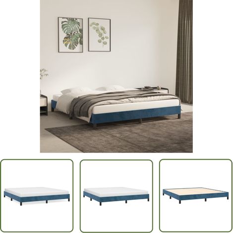 The Living Store Bettgestell ohne Matratze Dunkelblau 180x200 cm Samt - Samtbettwäsche - Doppelbett - Boxspringbett - Bettrahmen - Liegefläche 180x200 Cm (1/5)