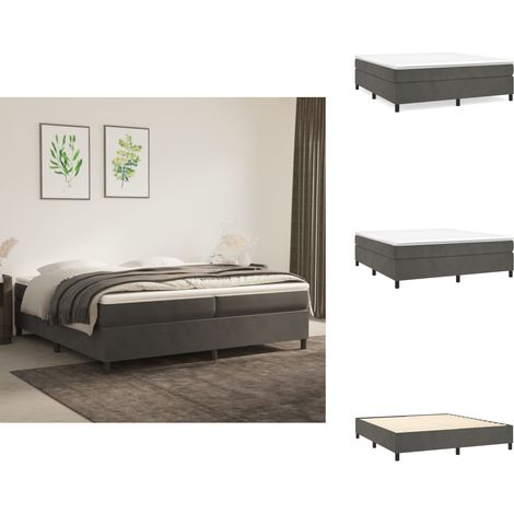 The Living Store Boxspringbettgestell Dunkelgrau 200x200 cm Samt - Samtbettgestell (1/5)