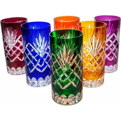 MaRika Kristallgläser Ananas-Design in verschiedenen Farben - 6er-Set, 320 ml - Elegante Ergänzung für Wasser und Getränke (1/5)