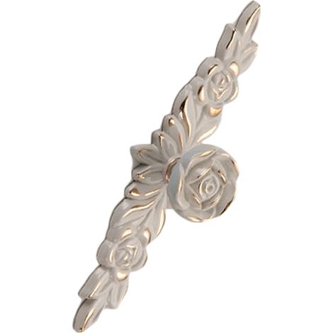 Boutons de porte Euro Rose, style vintage raffiné, en alliage de zinc, motif floral 3D, couleur ivoire avec bordure dorée, pour tiroirs de cuisine, chambre et salle de bain. Taille M.