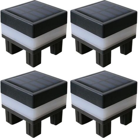 Set mit 4 wasserdichten Solar-Zaunpfostenleuchten, 2 Farben, Außenbeleuchtung für Terrasse, Garten und Einfahrt (1/5)