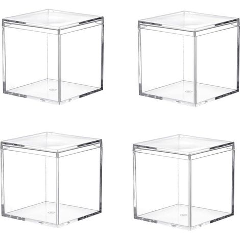 4 botes de rangement carrées en plastique à haute transparence pour articles de beauté, petites perles, accessoires de bijoux (1/4)