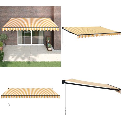 Markise Einziehbar Gelb und Weiß 4x3 m Stoff und Aluminium - Einziehbare Markise - Markise - Home & Living (1/5)