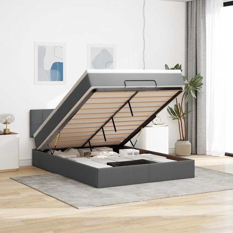 Ottomane Bett mit Matratze & LEDs Dunkelgrau 140x200 cm Stoff vidaXL (1/5)