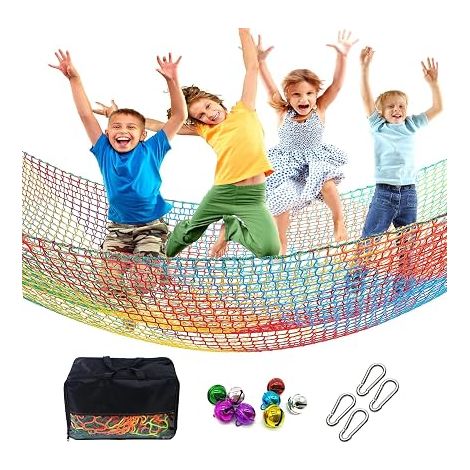Filet double couche, Jeu de sécurité pour les enfants en plein air, Filet d'escalade pour le terrain de jeu, Kits de maisons d'arbres avec pont à corde pour jardin arrière (Taille: 2 x 3 m) (1/4)