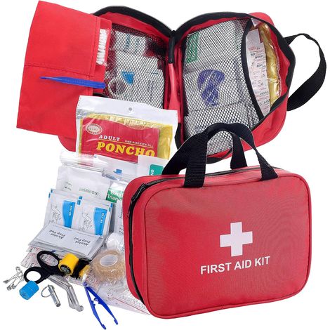Trousse de Premier Secours 180 Pieces, Boite de d'urgence de Survie Exterieu Variete Complete pour Lieu de Travail, Maison, Voiture, Camping, Voyages, Sports Mini Boite Medical Aide d'urgence (1/5)