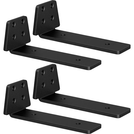 Lot de 4 Equerre Etagere Murale 15cm, Support Etagere Noir (1/5)